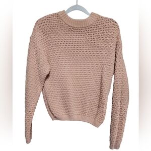 Universal Thread Women's XS Pink Textured Knit Crewneck Sweater Long Sleeve